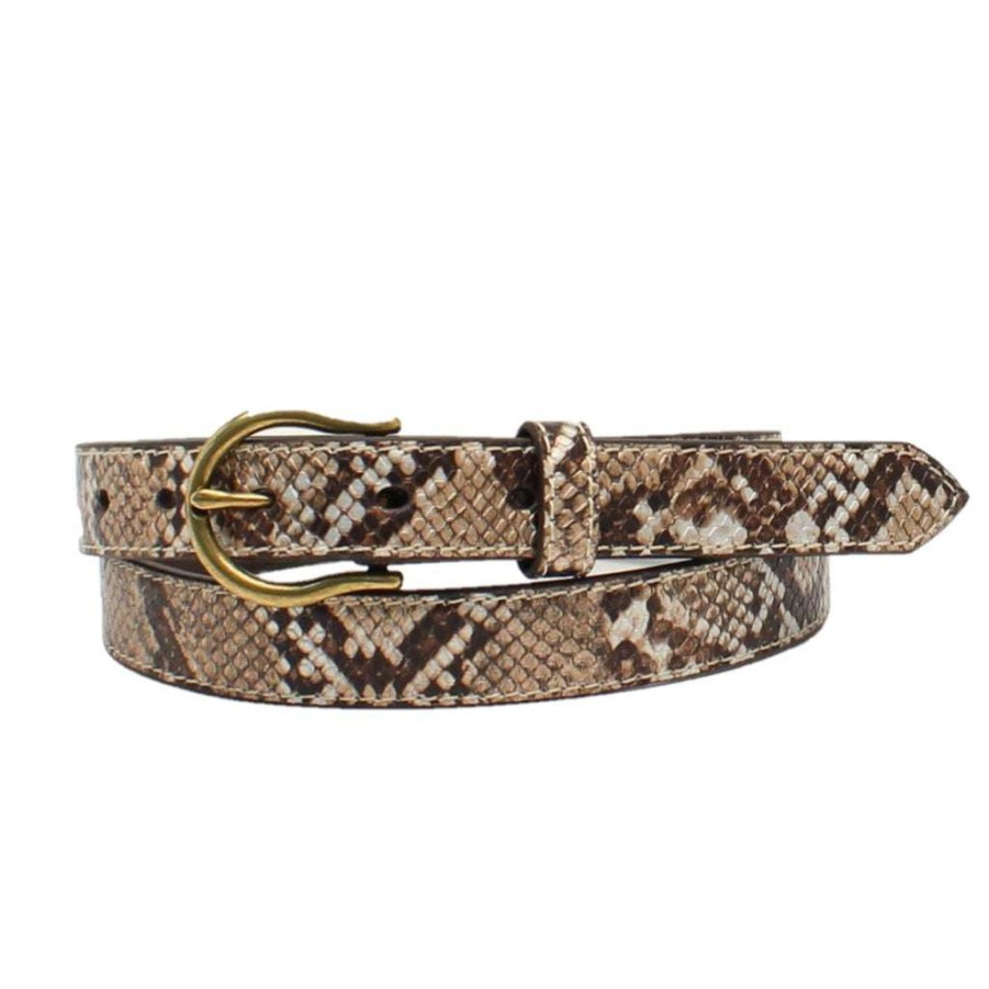 Fashions * | Ariat Ladies Metallic Snake Skin Belt A1532602 Fashionable Brown