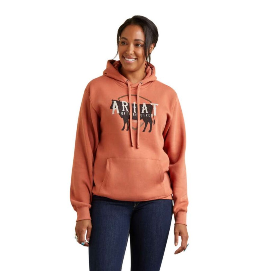 Fashions * | Ariat Ladies R.E.A.L. Aragon Branded Logo Hoodie 10041645 Fashionable Pink