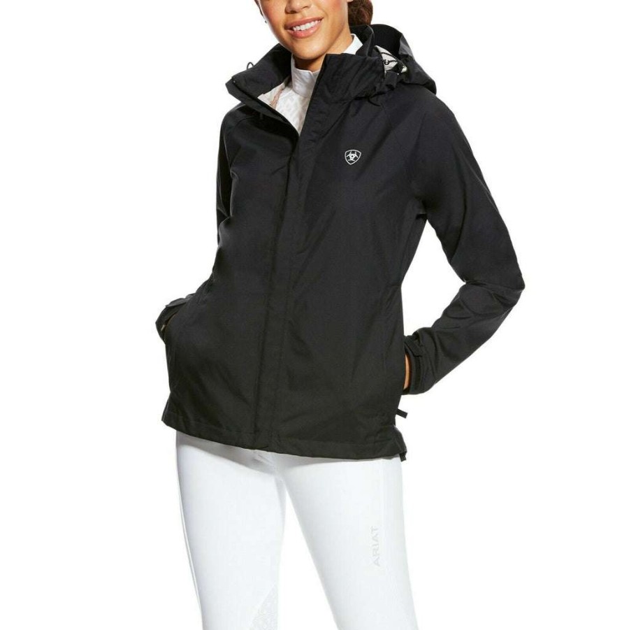 Fashions * | Ariat Ladies Packable Waterproof Lightweight Jacket 10025665 Featured Black