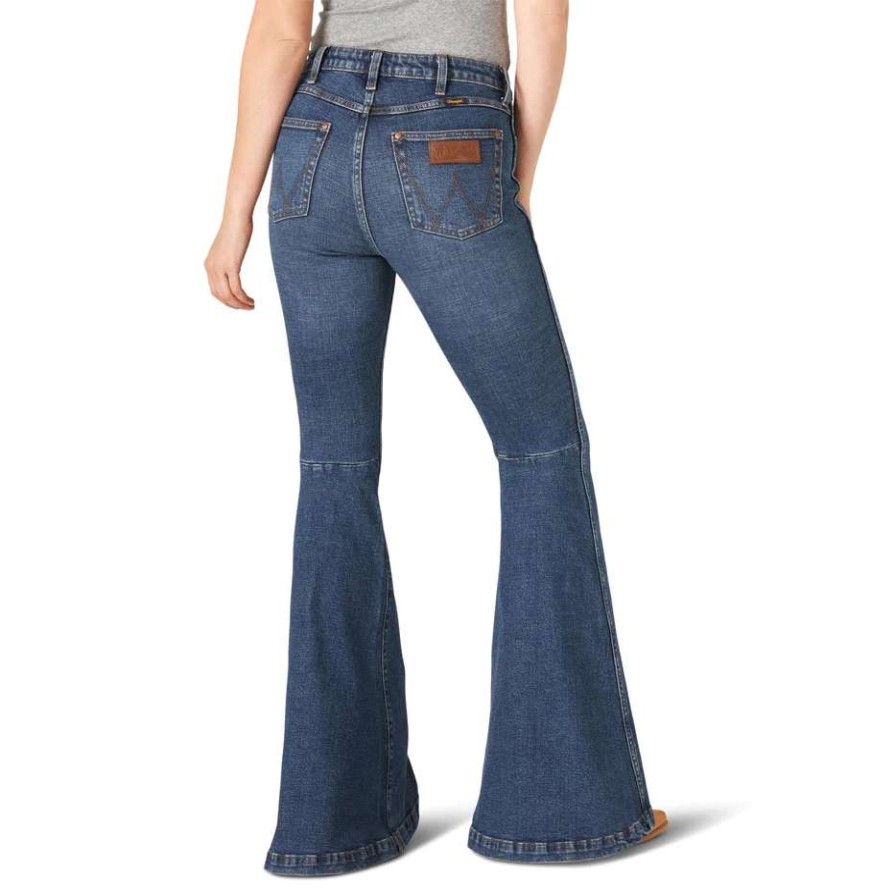 Fashions * | Wrangler Ladies Retro High-Rise Paige Trumpet Flare Jeans 11Mpfkp Exclusive Blue