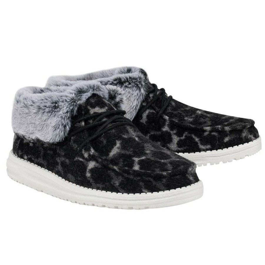 Shoes * | Hey Dude Ladies Britt Abstract Grey Leopard Shoes 121773280 Fashionable