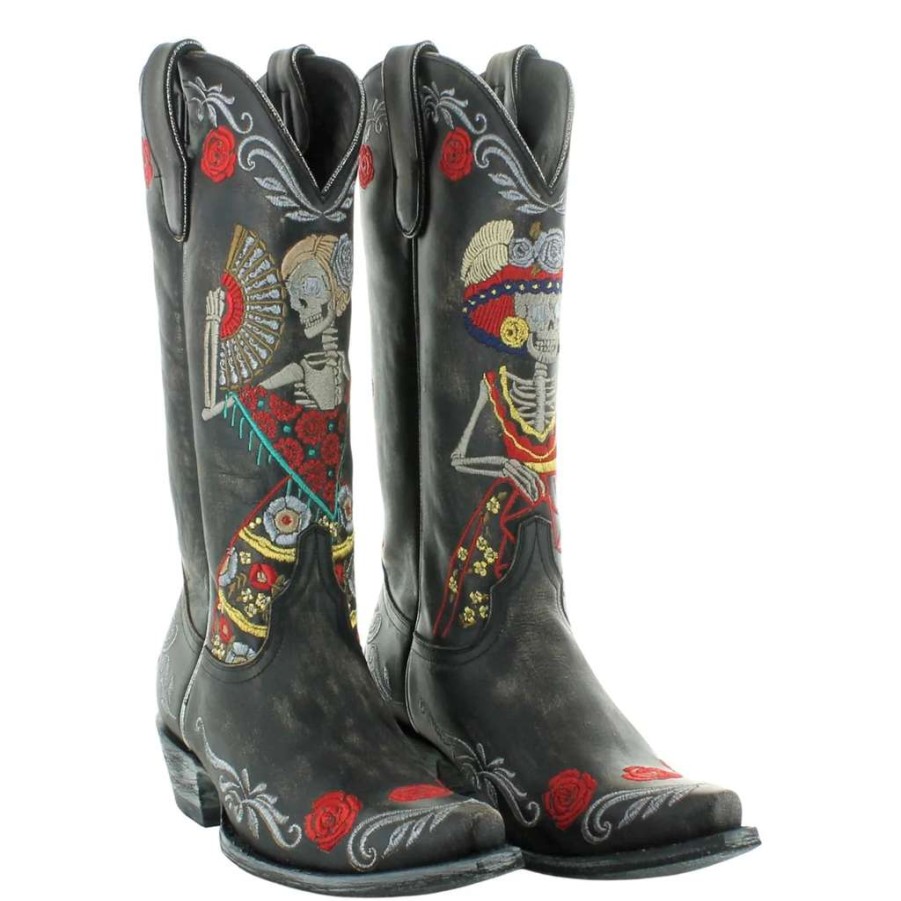 Booties * | Old Gringo Ladies Reinas Rustic Beige Western Boots L3588-2 Special Offers Black