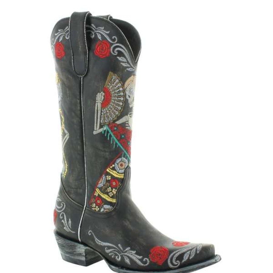 Booties * | Old Gringo Ladies Reinas Rustic Beige Western Boots L3588-2 Special Offers Black