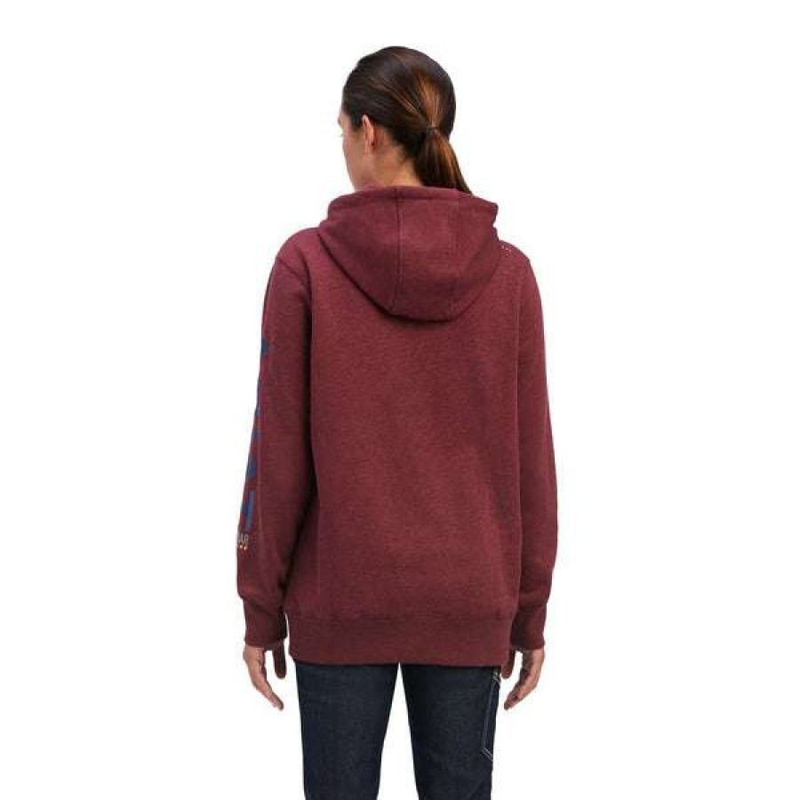 Fashions * | Ariat Ladies Rebar Graphic Maroon Pullover Hoodie 10041447 Special Offers Red