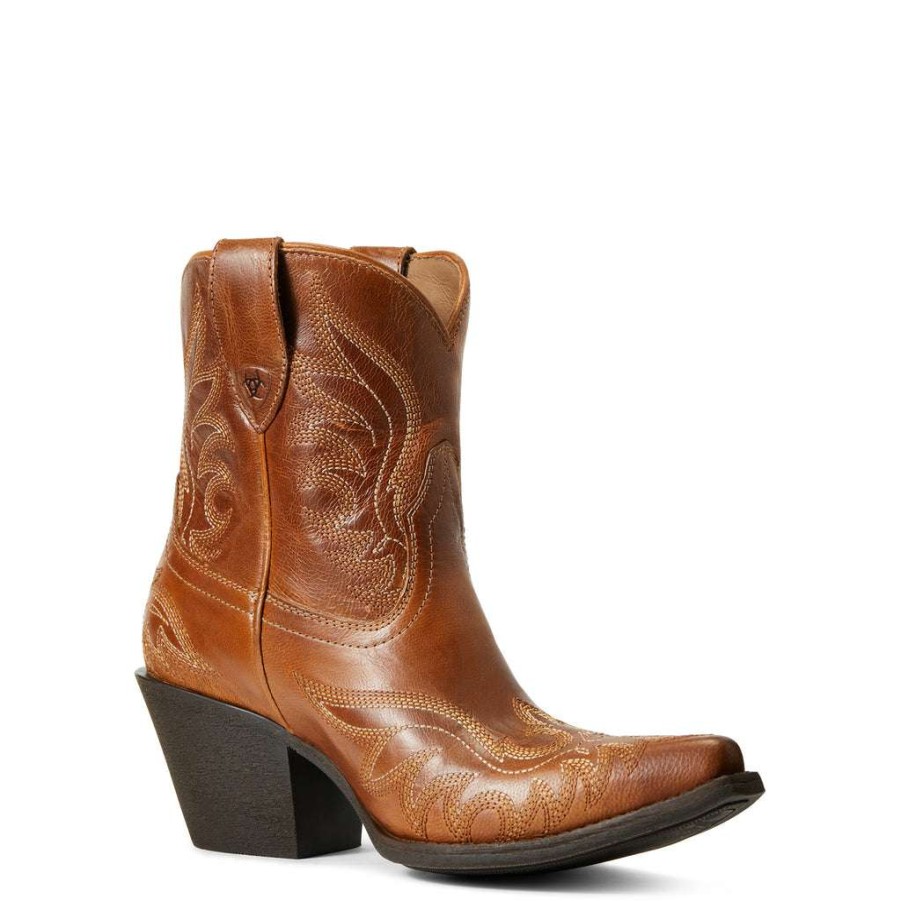 Booties * | Ariat Ladies Chandler Western Tangled Tan Snip Toe Booties 10040340 Online