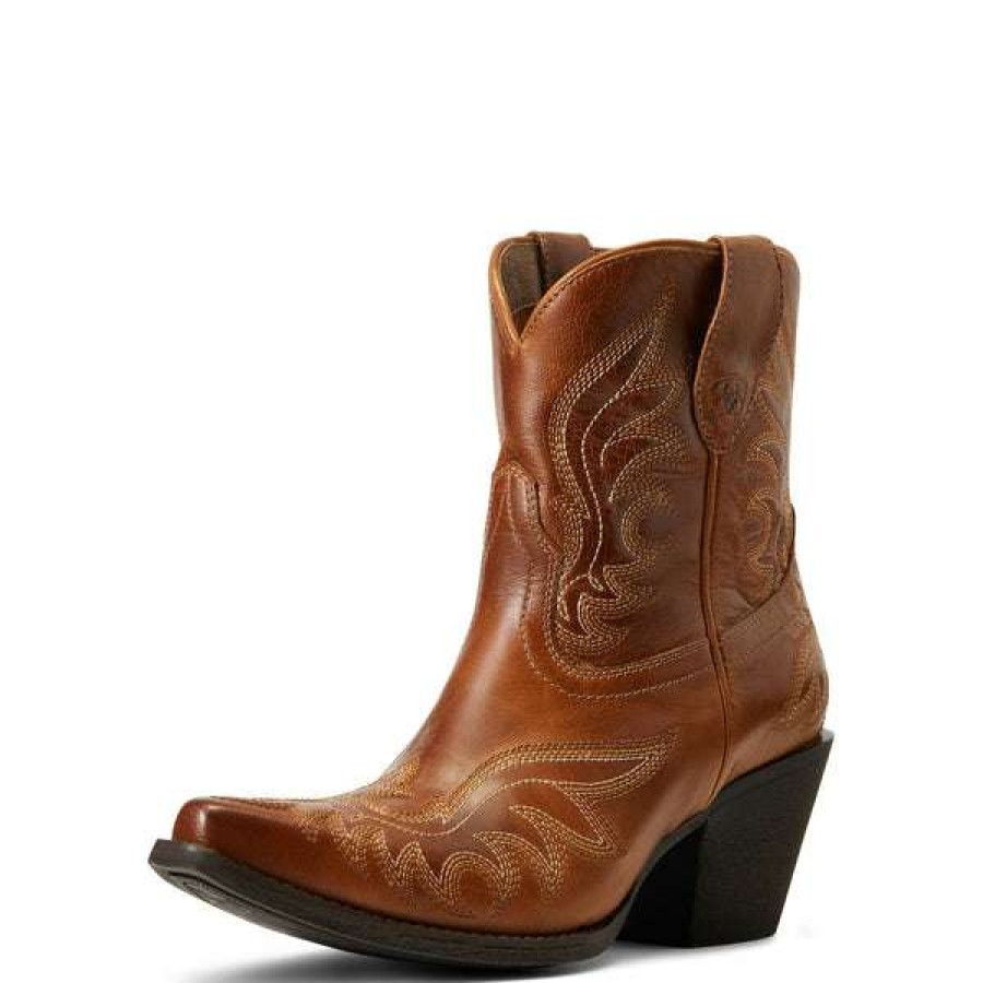 Booties * | Ariat Ladies Chandler Western Tangled Tan Snip Toe Booties 10040340 Online