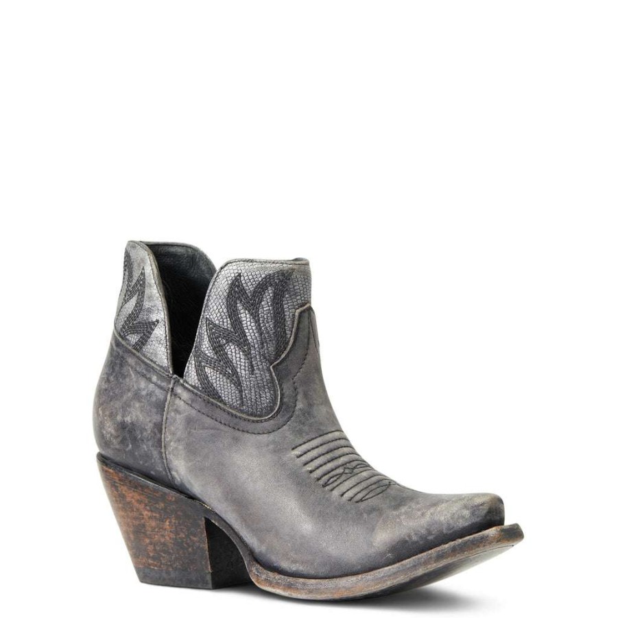 Booties * | Ariat Ladies Hazel Black & Silver Metallic Snip Toe Booties 10040393 Exclusive