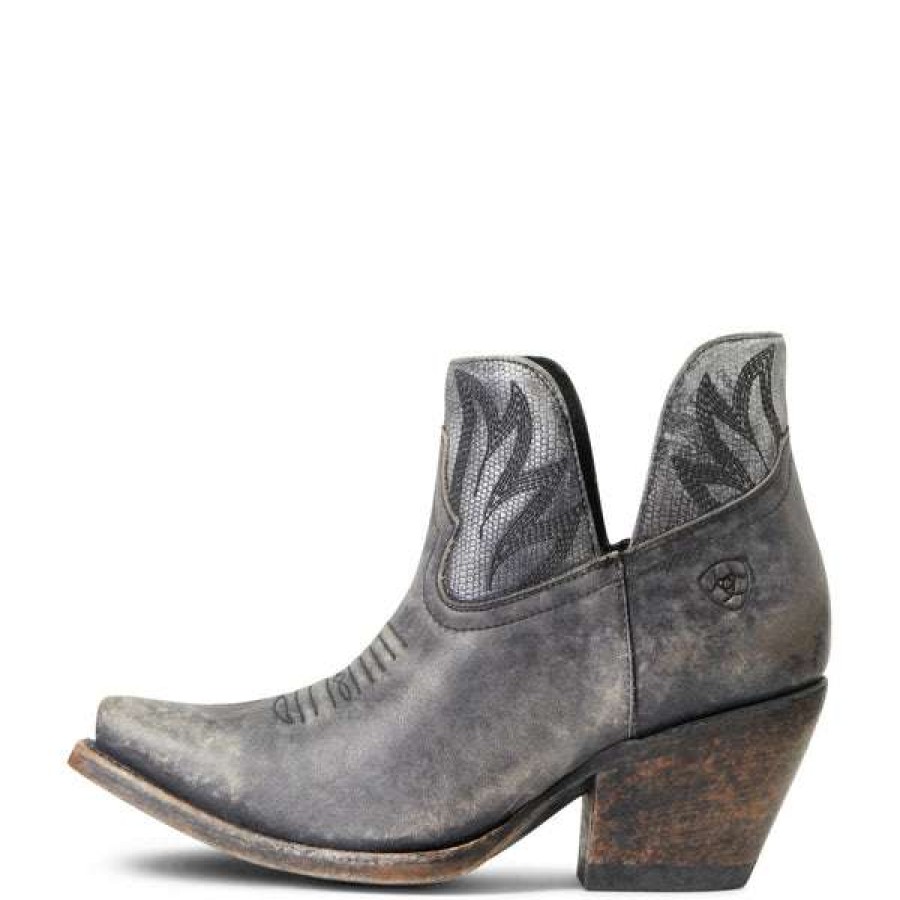 Booties * | Ariat Ladies Hazel Black & Silver Metallic Snip Toe Booties 10040393 Exclusive