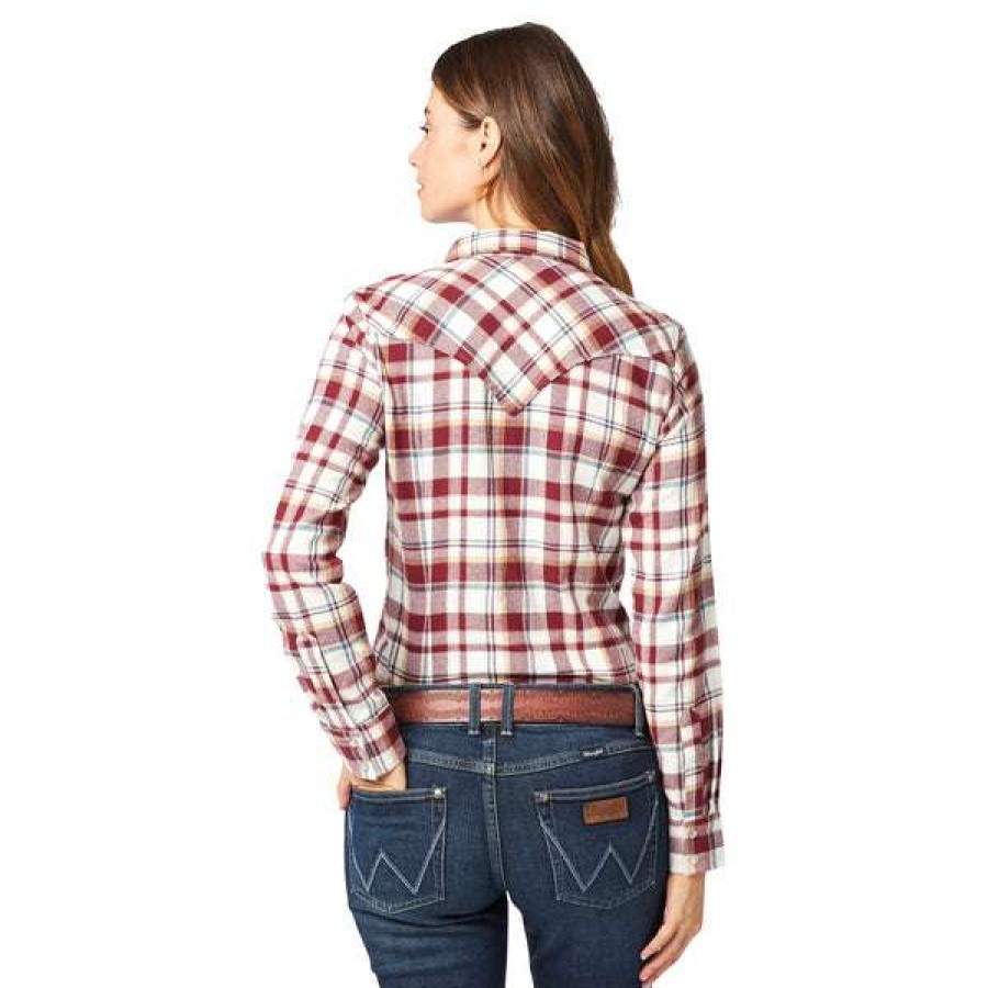 Fashions * | Wrangler Ladies Essential White Western Snap Up Shirt 112321398 Latest Fashion