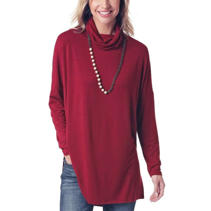 Fashions * | Panhandle Ladies Burgundy Long Sleeve Tunic Shirt L8T6409-62 Bestsellers Red