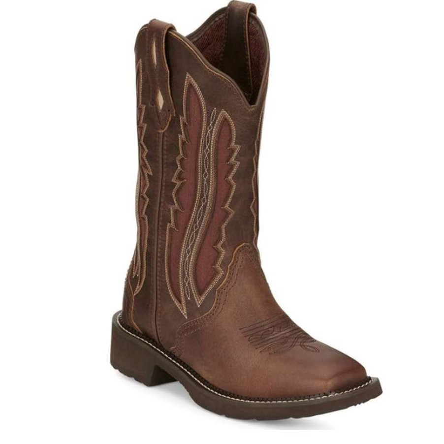 Booties * | Justin Ladies Paisley Spice Brown Western Boots Gy2801 Exclusive