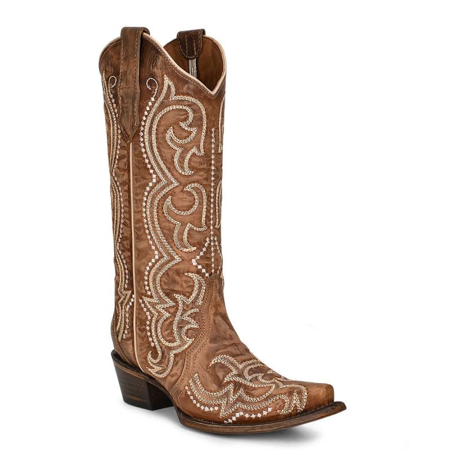 Booties * | Circle G By Corral Ladies Sequence Embroidery Boots L5893 Lower Prices Brown