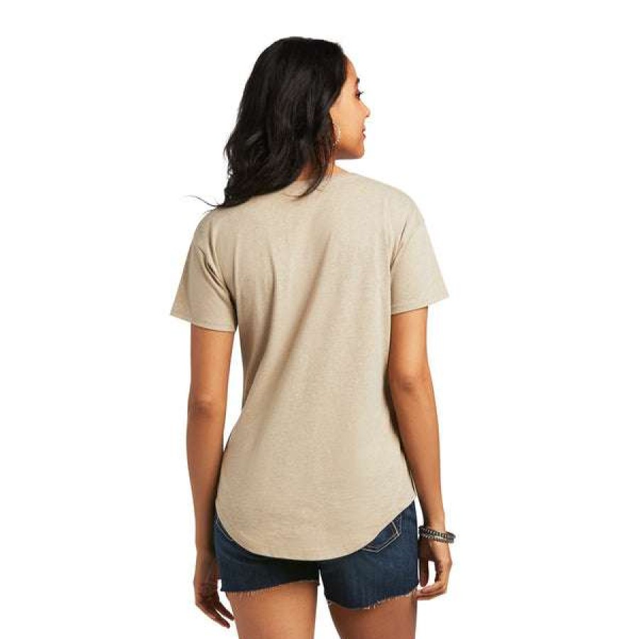 Fashions * | Ariat Women'S Desert Wild Graphic Oatmeal Heather T-Shirt 10039971 Flash Sale Brown