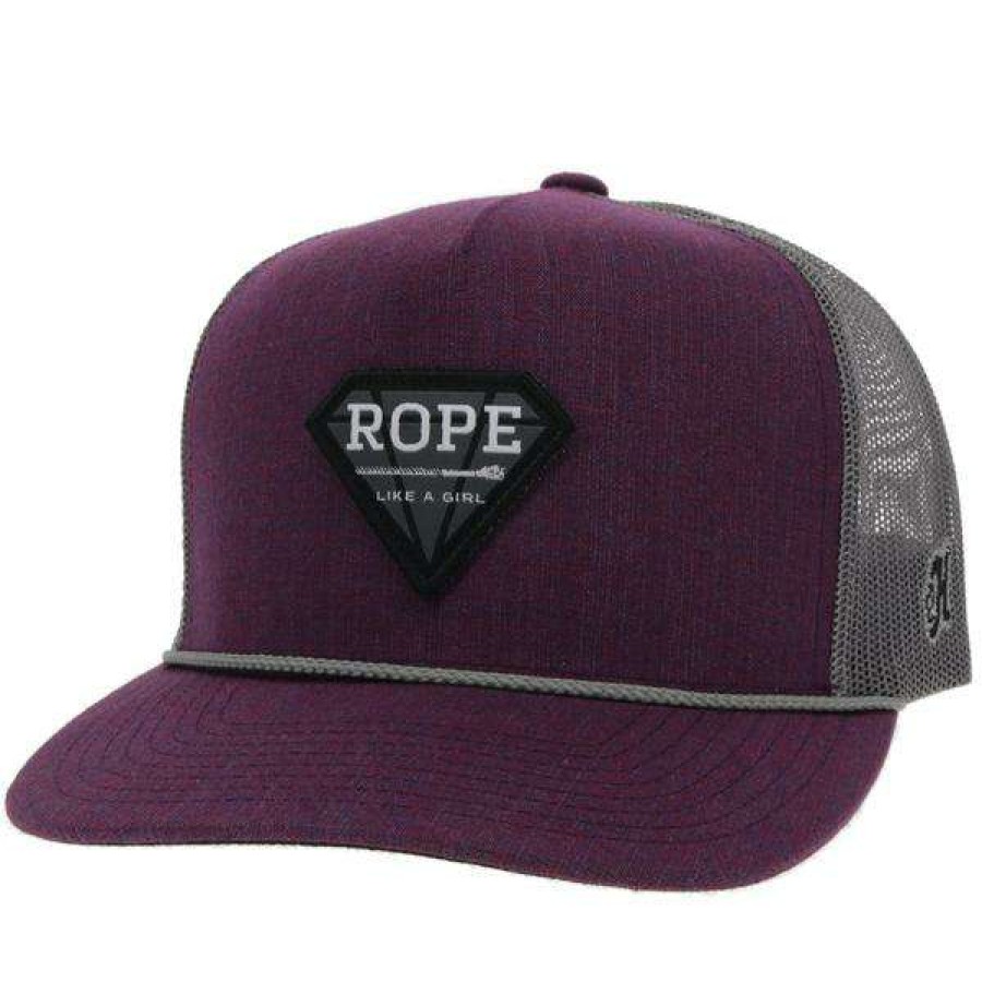 Fashions * | Hooey Ladies Rope Like A Girl Purple & Grey Snapback Hat 2149T-Plgy Promotions