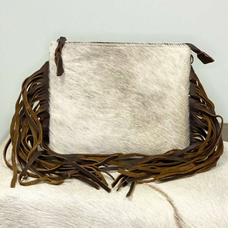 Fashions * | American Darling White Cowhide With Fringe Crossbody Adbg109Brahfrng Store