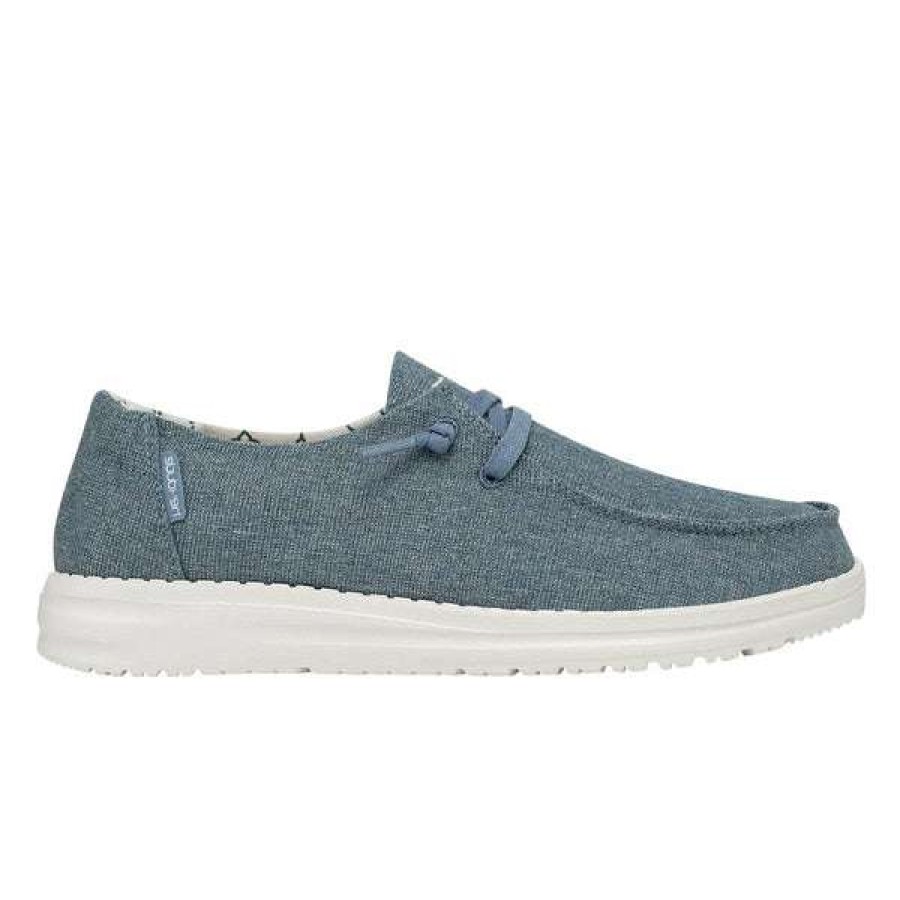 Shoes * | Hey Dude Ladies Wendy Canvas Sparkling Stone Slip On Shoes 121410711 Good Quality Blue