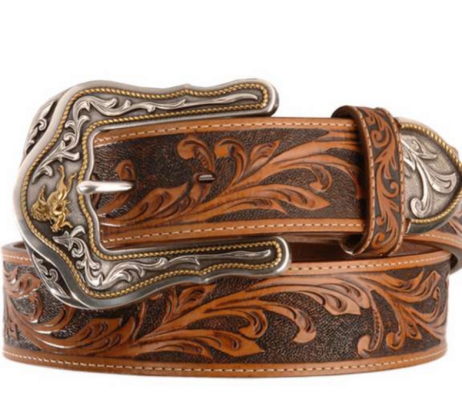 Fashions * | Tony Lama Ladies Westerly Ride Leather Belt C41519 Excellent Quality Brown