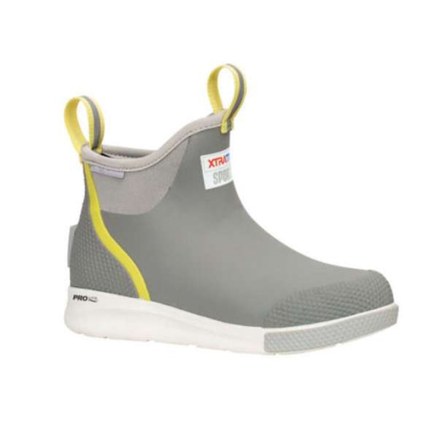 Booties * | Xtratuf Ladies Ankle Deck Sport Gray & Yellow Boots Adsw-108 Excellent Quality Grey