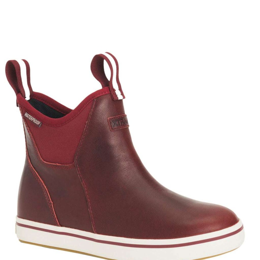 Booties * | Xtratuf Ladies 6 Inch Red Leather Ankle Deck Boot Xwal-600 Shop