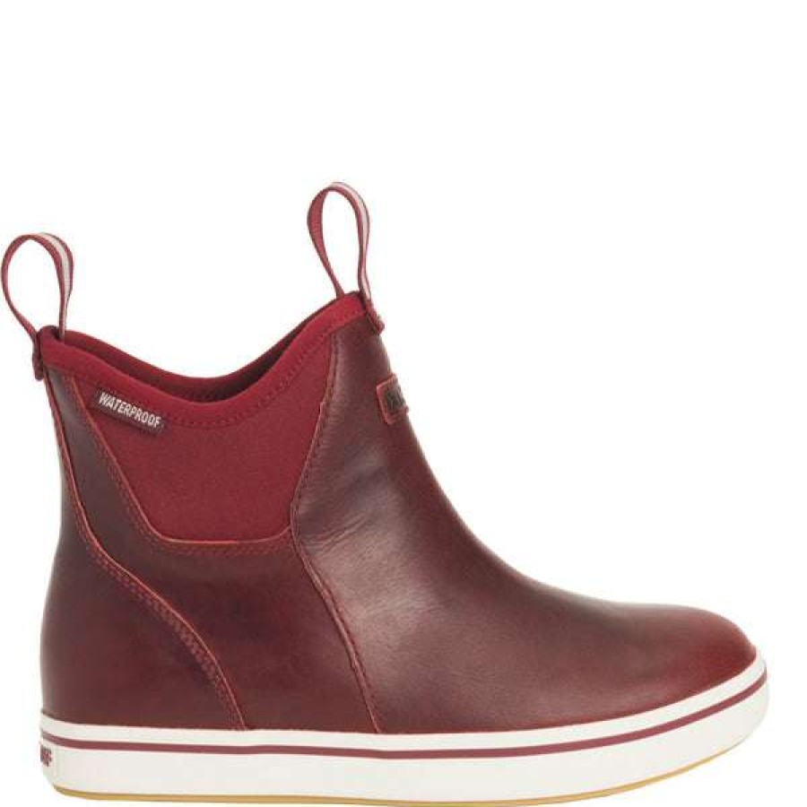 Booties * | Xtratuf Ladies 6 Inch Red Leather Ankle Deck Boot Xwal-600 Shop