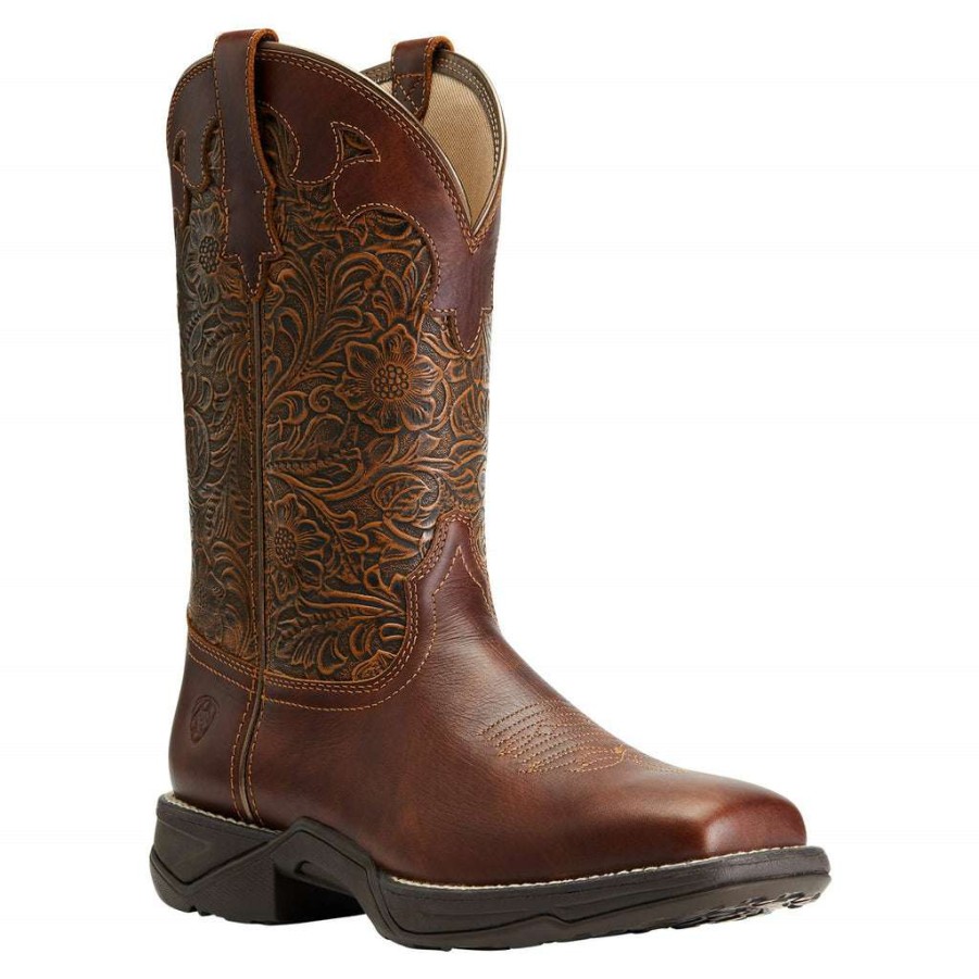 Booties * | Ariat Ladies Anthem Savanna Rich Clay Floral Boots 10042421 Latest Fashion Brown