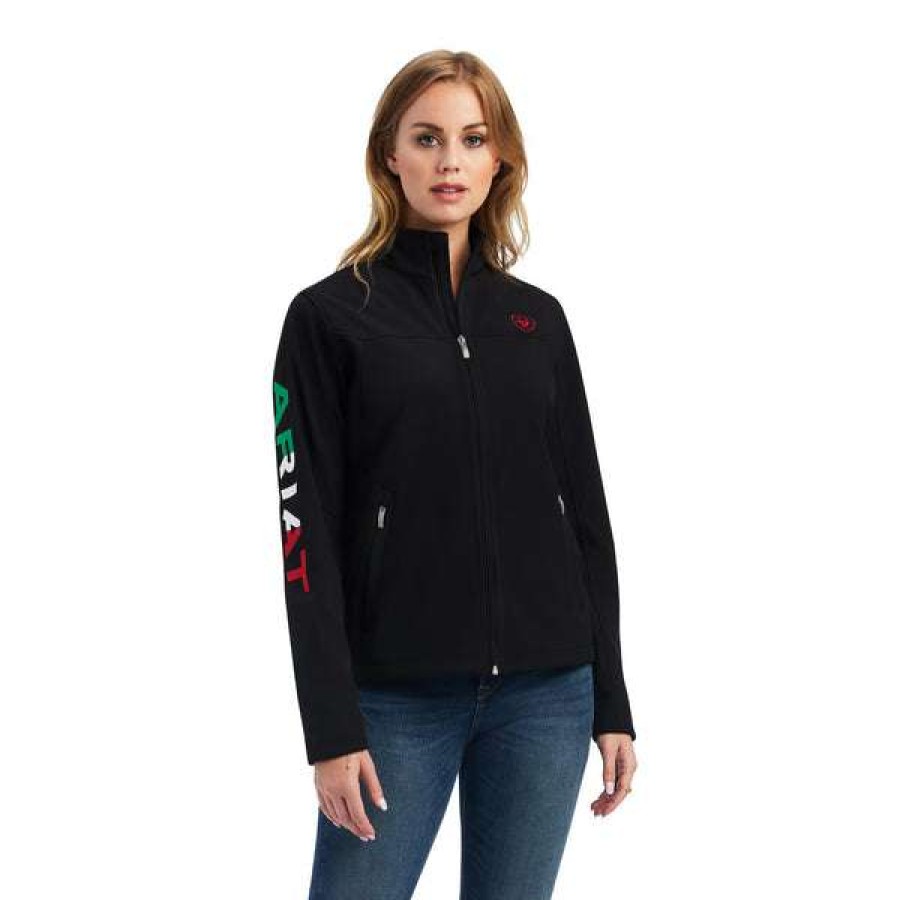 Fashions * | Ariat Ladies Mexican Flag Softshell Jacket 10043057 Exclusive Black