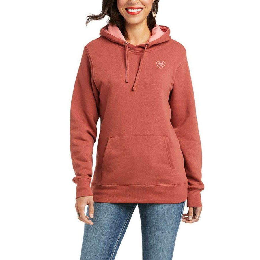 Fashions * | Ariat Ladies Real Arm Logo Marsala Hoodie 10037574 Shop