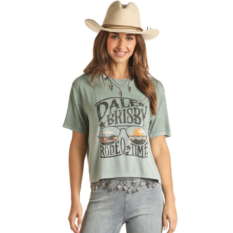 Fashions * | Rock & Roll Ladies Dale Brisby Boxy Aquamarine T-Shirt Rrwt21Rzoh Flash Sale