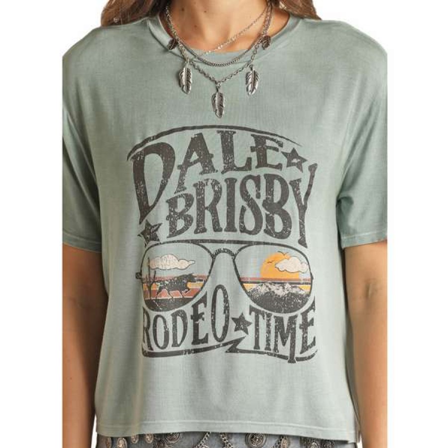 Fashions * | Rock & Roll Ladies Dale Brisby Boxy Aquamarine T-Shirt Rrwt21Rzoh Flash Sale