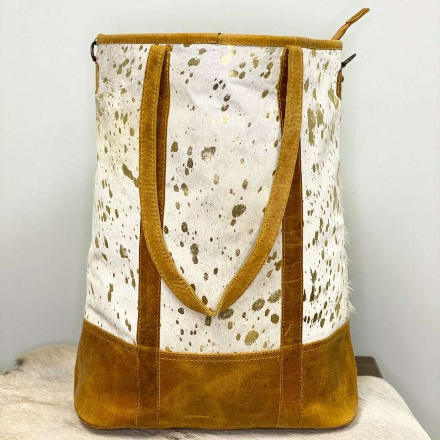 Fashions * | American Darling White And Gold Cowhide Shoulder Purse Adbgs157Acgo Shop