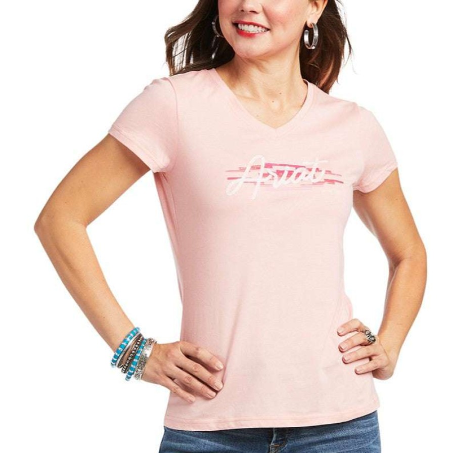 Fashions * | Ariat Ladies R.E.A.L. Logo Script Quartz Short Sleeve Shirt 10039788 Flash Sale