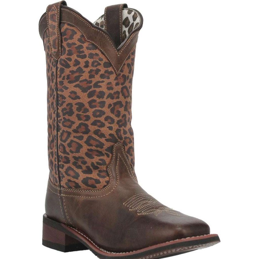 Booties * | Laredo Ladies Astras Cheetah Print Square Toe Tan Western Boots 5890 Flash Sale