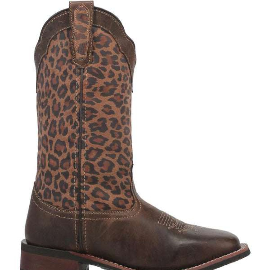 Booties * | Laredo Ladies Astras Cheetah Print Square Toe Tan Western Boots 5890 Flash Sale