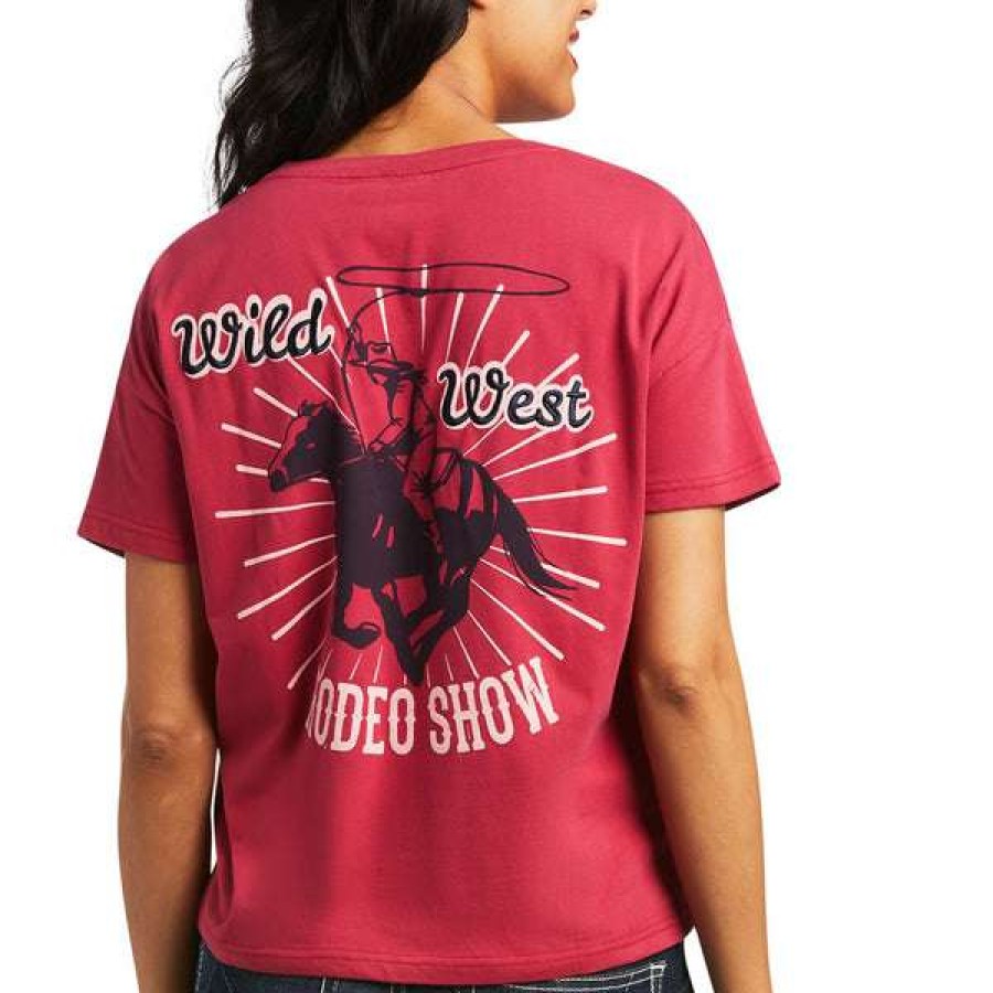 Fashions * | Ariat Ladies Rodeo Show Red Bud Short Sleeve T-Shirt 10039830 Special Style