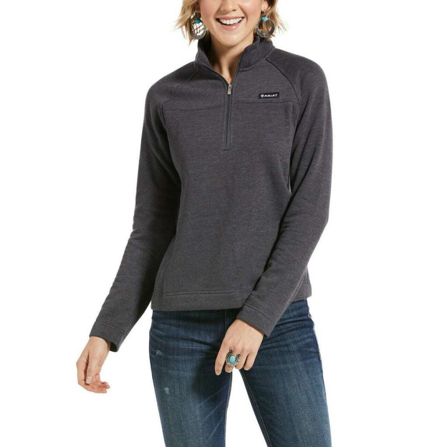 Fashions * | Ariat Ladies Periscope Heather 1/2 Zip Sweatshirt 10032852 Online Grey