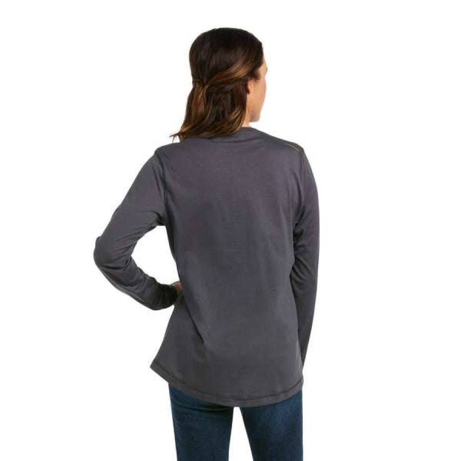 Fashions * | Ariat Women'S Workman Logo Grey Long Sleeve T-Shirt 10037657 Lower Prices