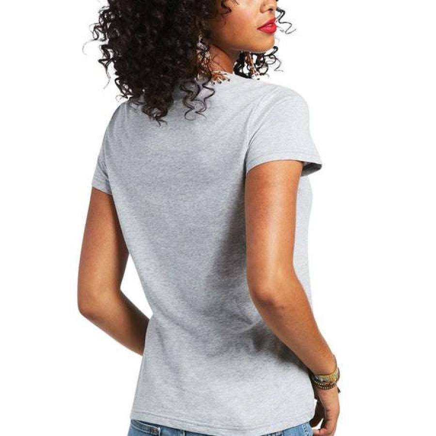 Fashions * | Ariat Ladies R.E.A.L. Logo Script Heather Grey T-Shirt 10039787 Bestsellers