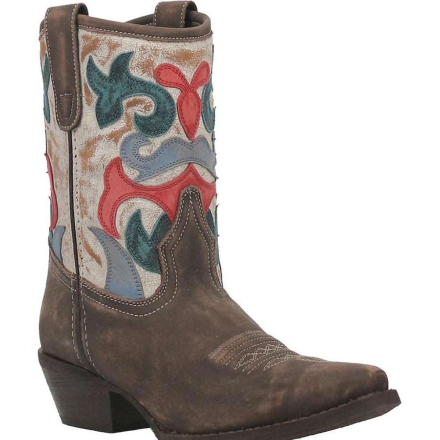 Booties * | Dan Post Ladies Jenna Leather Western Design Snip Toe Bootie 52406 Fashionable