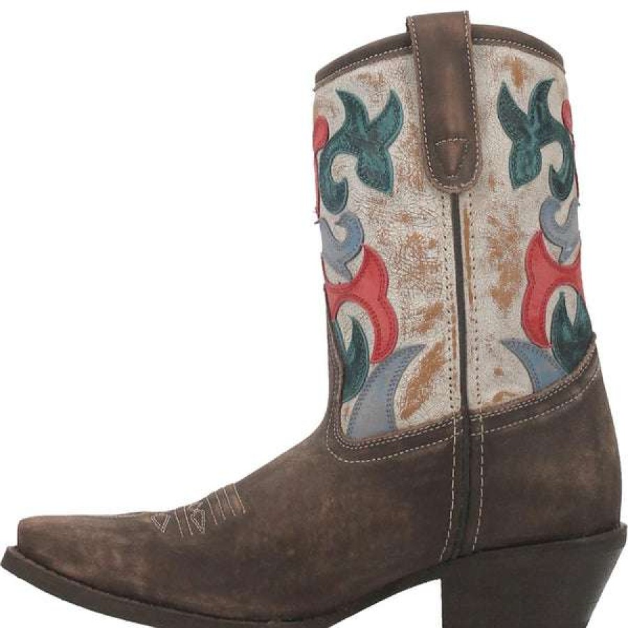 Booties * | Dan Post Ladies Jenna Leather Western Design Snip Toe Bootie 52406 Fashionable