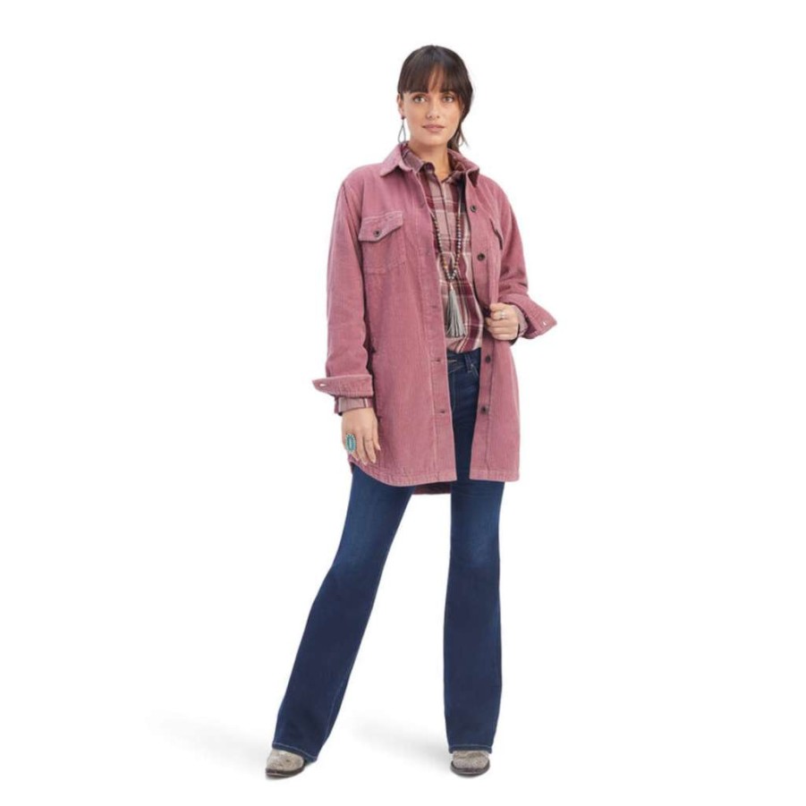 Fashions * | Ariat Ladies On The Run Shacket Nostalgia Rose Shirt Jacket 10041662 Exclusive