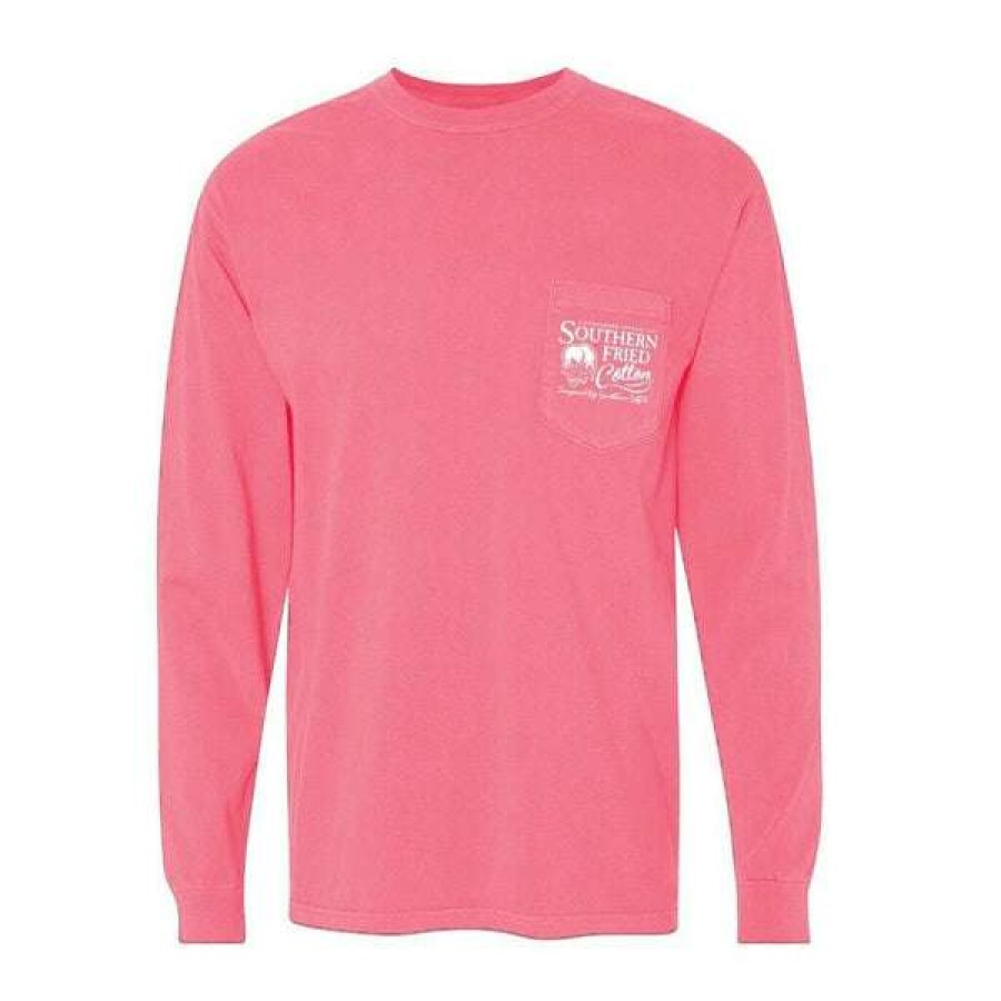 Fashions * | Southern Fried Cotton Mystic Mountain Jam Ls T- Shirts Sfm31499 Lower Prices Pink