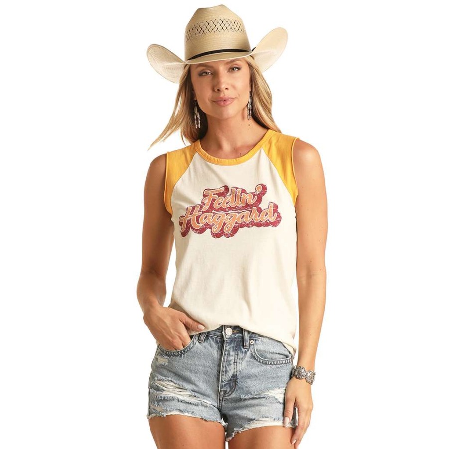 Fashions * | Rock & Roll Ladies Feelin' Haggard Graphic Natural Tank Top Rrwt20Rznm Promotions