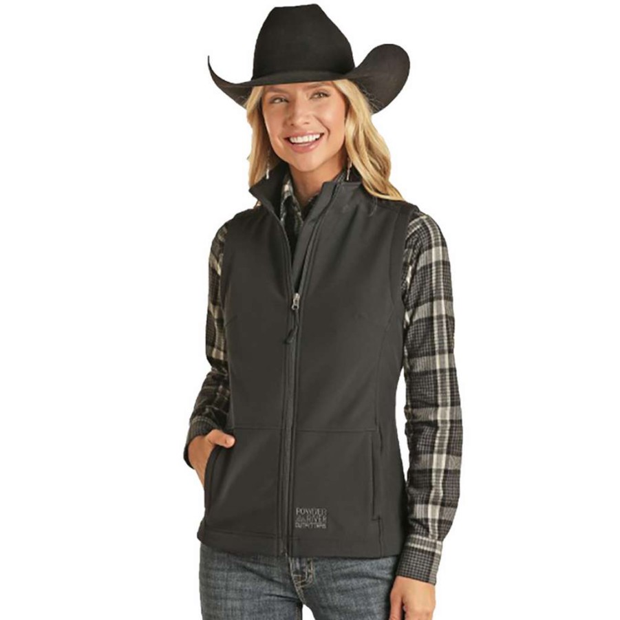 Fashions * | Powder River Ladies Performance Softshell Vest 58-9657-01 Fashionable Black