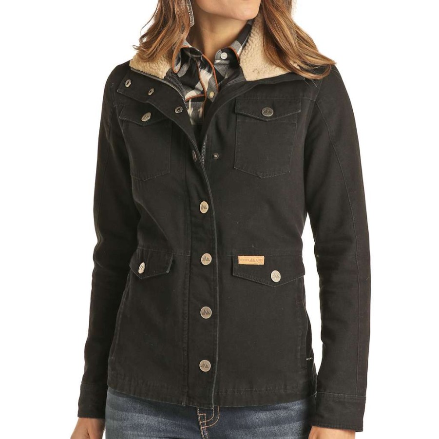 Fashions * | Powder River Outfitters Ladies Canvas Black Rancher Jacket 52-1029-01 Fashionable