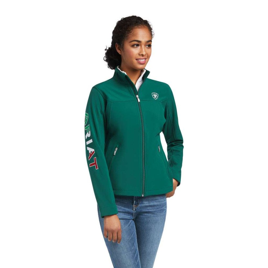 Fashions * | Ariat Ladies Classic Team Verde Softshell Mexico Jacket 10039460 Special Offers Green