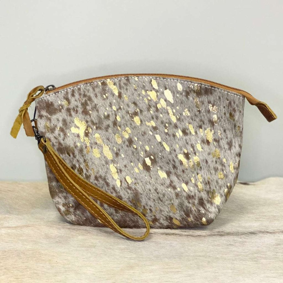 Fashions * | American Darling Brown And White Cowhide Pouch Adbg443Acgo-L Featured