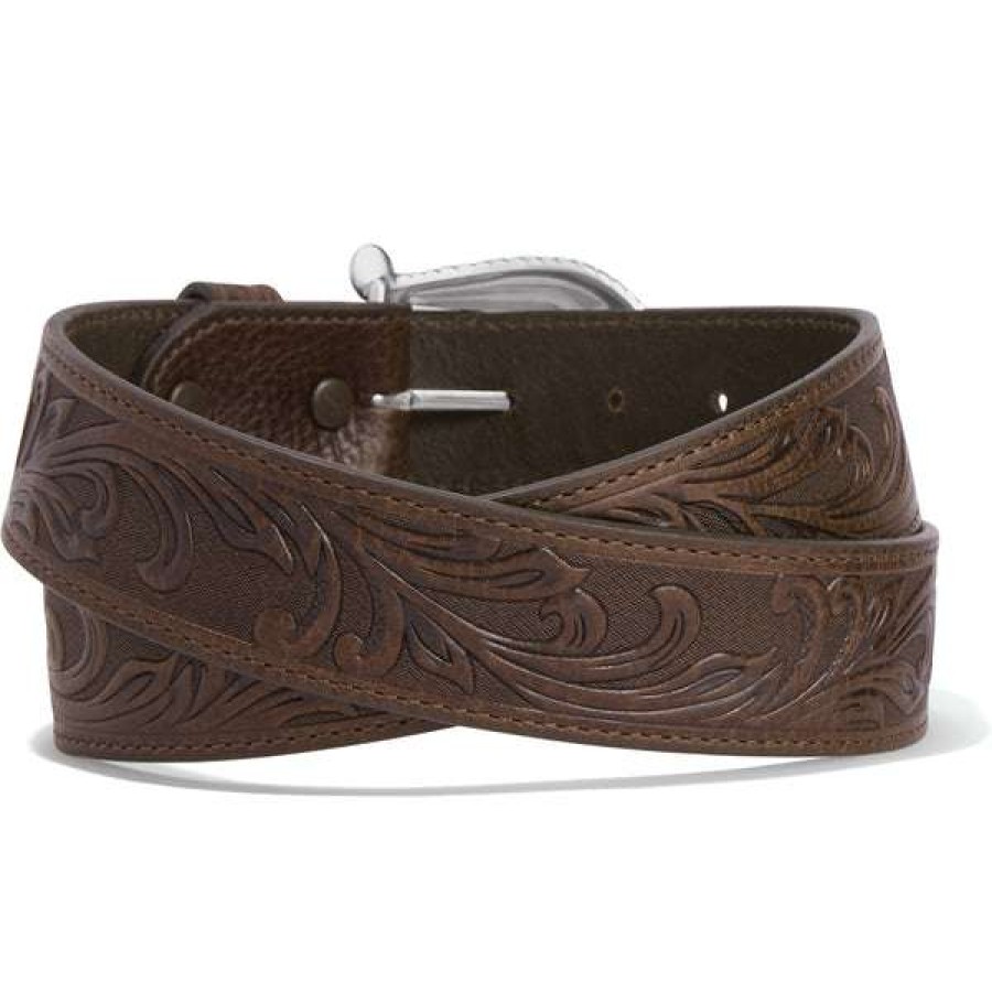 Fashions * | Justin Ladies Distressed Tooled Dark Leather Belt C21555 Online Brown