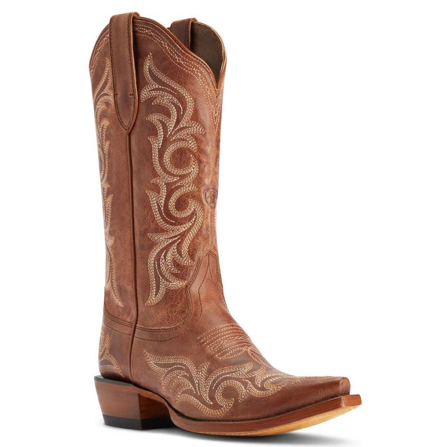 Booties * | Ariat Ladies Hazen Snip Toe Whiskey Barrel Western Boots 10042382 Featured Brown