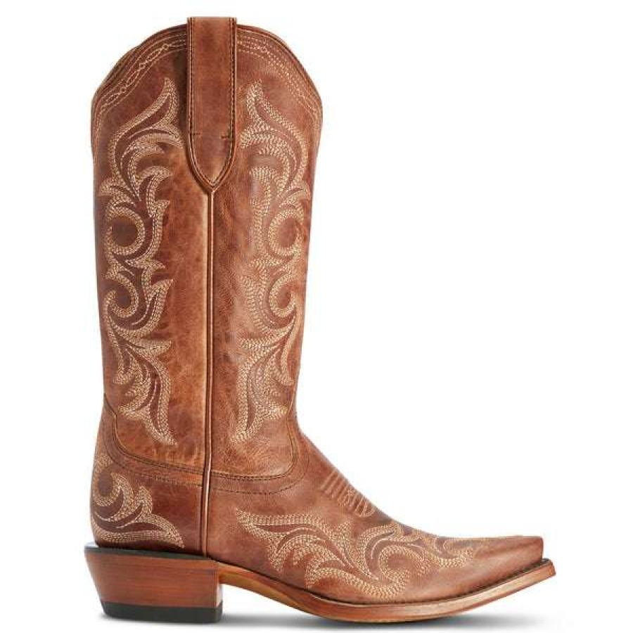 Booties * | Ariat Ladies Hazen Snip Toe Whiskey Barrel Western Boots 10042382 Featured Brown