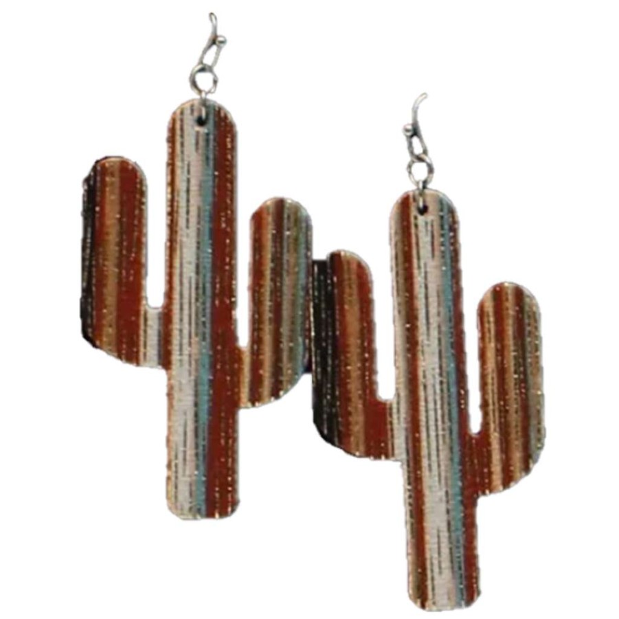 Fashions * | M&F Ladies Faux Leather Serape Printed Cactus Earrings D4600105 Bestsellers